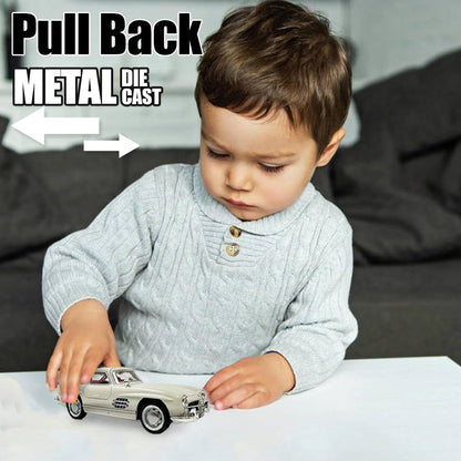 Adofi Wembley Metal Diecast Vintage Car| Mini Pull Back Toy Car with Lights & Sound| Premium Next-Level Toy with Openable Doors & More (Beige), 3+ Years