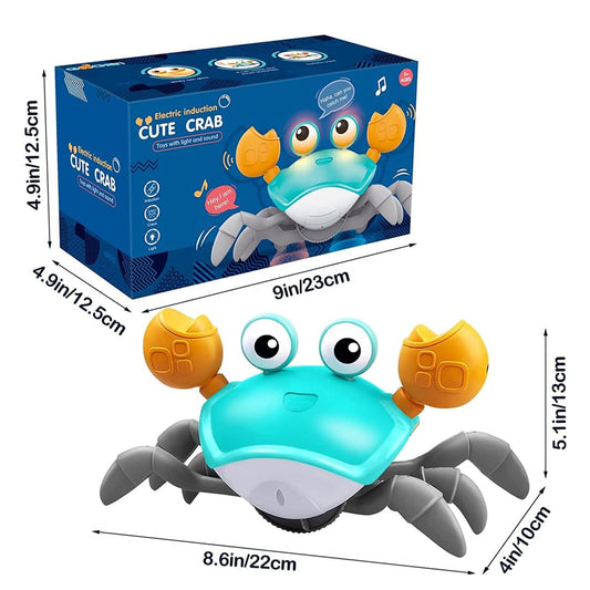 Crawling Crab Baby Musical Toy for Kids Toddlers Infant Tummy Time Interactive Moving Toys for Babies 6-12 Months Electric Sensor Dancing Walking Crab Toy Gift for Kids 1 2 3 Year Rechargeable