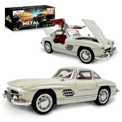 Adofi Wembley Metal Diecast Vintage Car| Mini Pull Back Toy Car with Lights & Sound| Premium Next-Level Toy with Openable Doors & More (Beige), 3+ Years