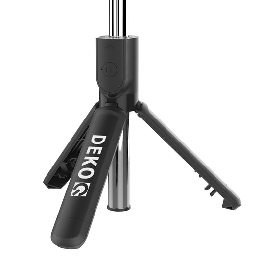 Dekoq 3 in 1 Extendable Selfie Stick Tripod - Stainless Steel with Wireless Remote for Mobile Phone/GoPro/Camera (Black)