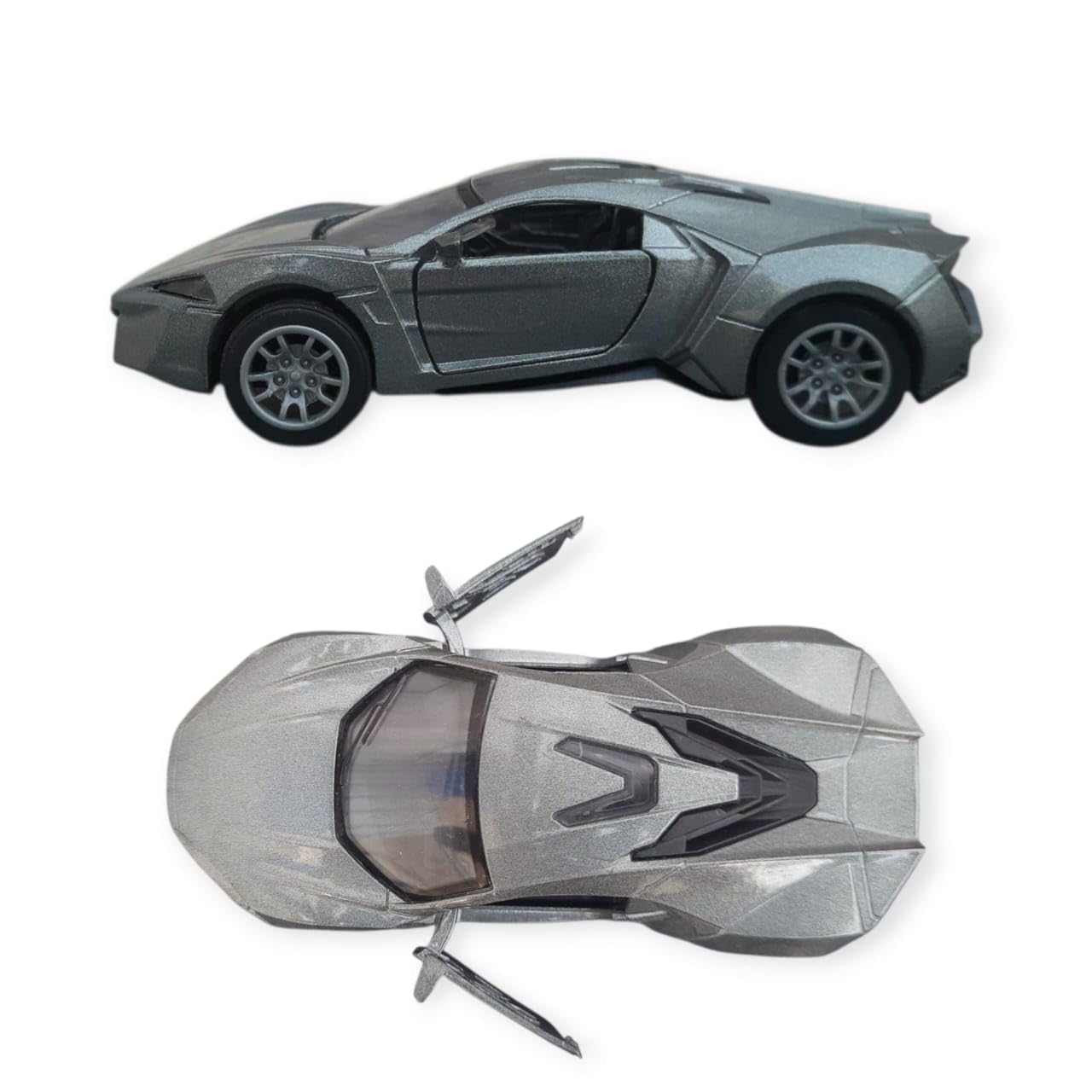 Adofi 1:36 Scale Die-Cast Lykan Hyper Sport Metal Pullback Car Toy With Openable Doors, Lights, And Sounds For Boys Gift,Grey