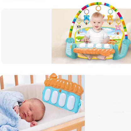 Adofi Kick and Play Musical Keyboard Baby Gym Mat with Lights, Rattles, and Piano Multi-Function Fitness Rack for Infants, Boys and Girls, Perfect Developmental Play Mat Gift