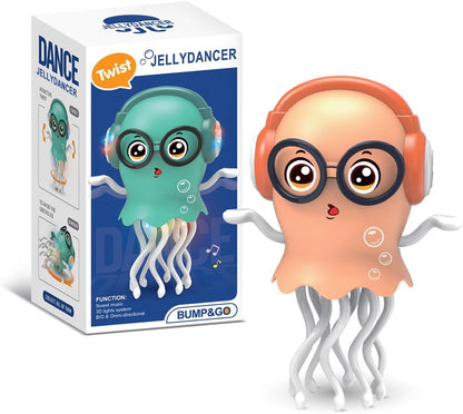 Adofi Dancing Jellyfish Baby Toy, Crawling Jellyfish Tummy Time Toy, Xms Gifts Magic Dancing Music Crawling Toys for 3 4 5 6 7 8 Year Old Boy Girl Kids Birthday Gifts, Presents