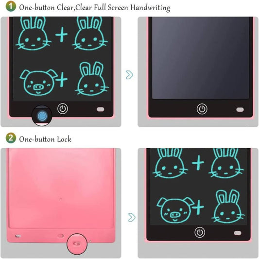 Adofi LCD Writing Tablet Screenwriting Toys Board Smart Digital E-Note Pad 12 Inch Light Weight Magic Slate for Drawing Playing Noting by Kids and Adults Best Birthday Gift Girls Boys (Pink)