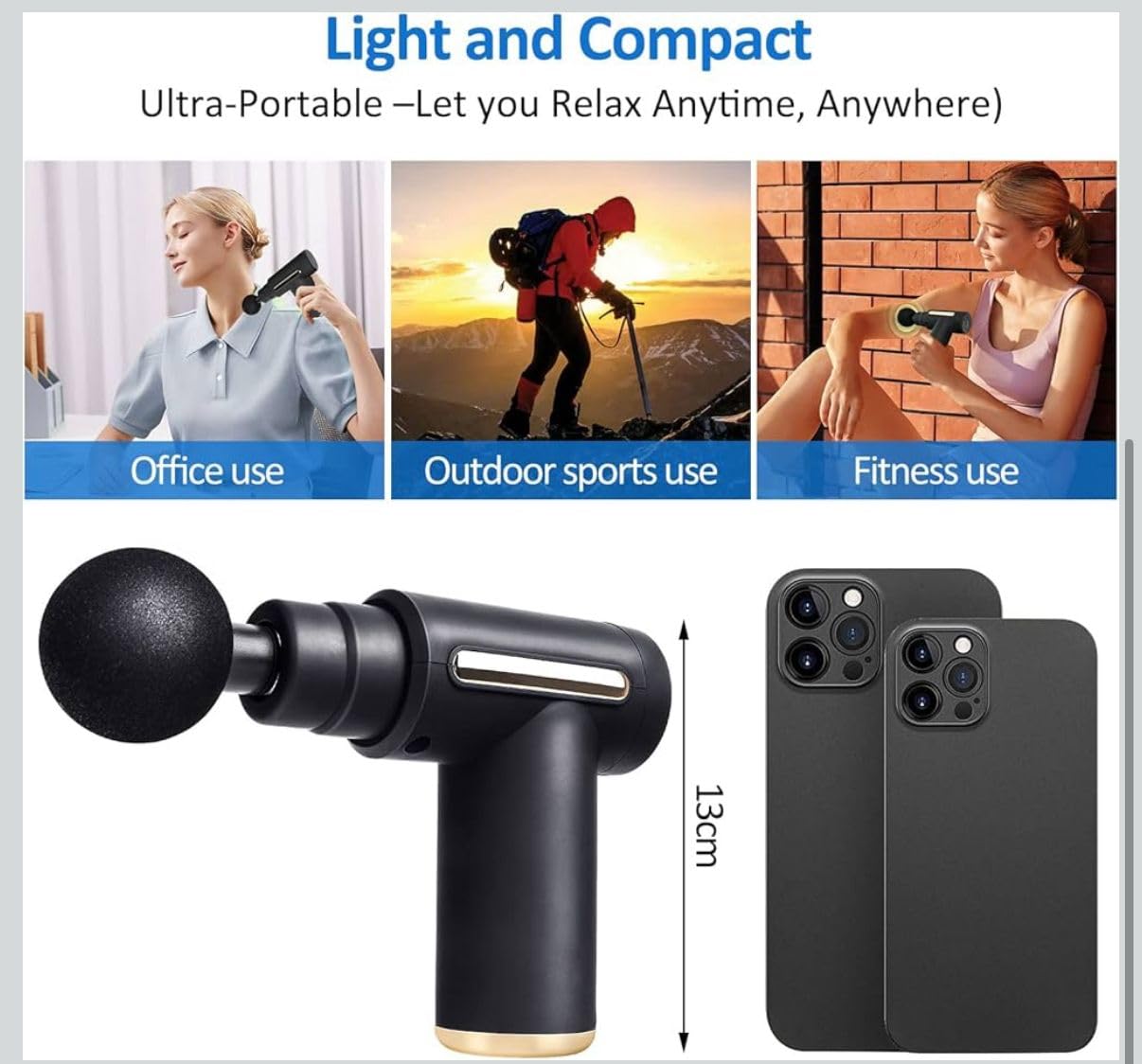 Ample wings Charge Go Massage Gun | Body Massager for Pain Relief | Massage Gun for Back Leg & Full Body | 4 Specialized Heads For Full Body Pain Relief