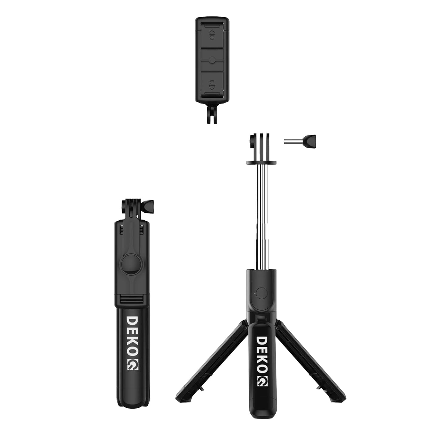 Dekoq 3 in 1 Extendable Selfie Stick Tripod - Stainless Steel with Wireless Remote for Mobile Phone/GoPro/Camera (Black)