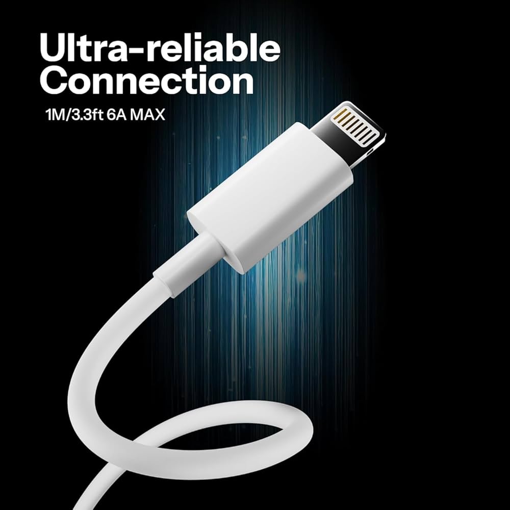 Dekoq Apple USB-C to Lightning Cable (1m), Lightning Cable 6 A 1 m Original quality 20 W PD Fast Charging USB C  (Compatible with iPhone 6/6S/7/7+/8/8+/10/11/12/13 Plus /14 Pro Pro Max, C to Lightning cable, White, One Cable)