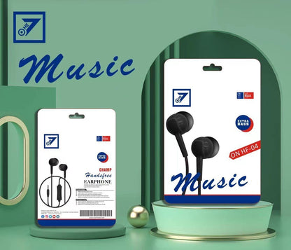 Dekoq HF-04 Extra Bass Clip MIC Sound Thread Wired Earphones with Mic, 3D Cable, HD Sound with deep Bass, Comfort in-Ear, Light Weight, 3.5Mm Jack Compatible with Phone, Laptop & MP3 Device