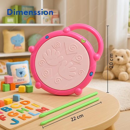 Flash Drum Toy for Kids with 2 Mallets | Battery Operated Musical Learning with 3D Lights & Sounds | Educational Toy for 2-6 Year Old Boys & Girls | Multicolor Toddler Drum Set