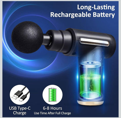 Ample wings Charge Go Massage Gun | Body Massager for Pain Relief | Massage Gun for Back Leg & Full Body | 4 Specialized Heads For Full Body Pain Relief