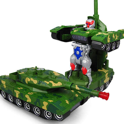 Kids Military Fighter Automatic Deformation Tank to Robot 2 in 1 Toy - 3D Lights and Music (Color and Design Asper Stock) (Tank)
