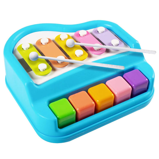 2-in-1 Piano Xylophone for Kids | Multicolor 5 Key Musical Toy with Mallets | Educational Instrument Toy Set for Toddlers, Boys & Girls | Early Learning Sound & Music Playset
