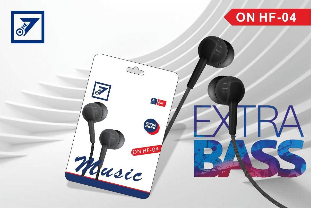 Dekoq HF-04 Extra Bass Clip MIC Sound Thread Wired Earphones with Mic, 3D Cable, HD Sound with deep Bass, Comfort in-Ear, Light Weight, 3.5Mm Jack Compatible with Phone, Laptop & MP3 Device