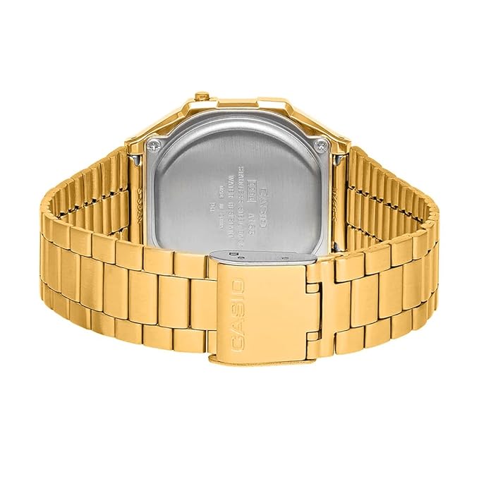 Unisex Vintage A168WA-1WDF gold Digital Dial Silver Stainless Steel Band D131