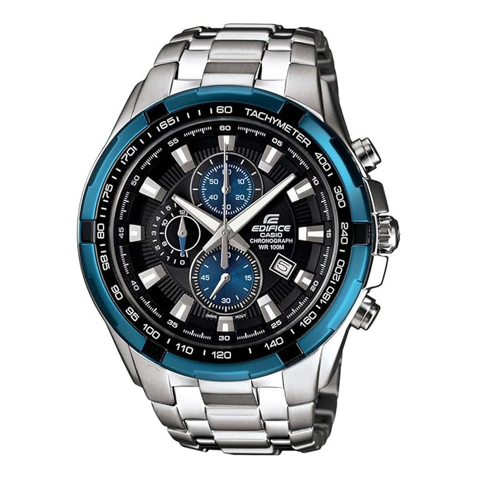Casio Edifice EF-539D-1A2VDF Analog Black Dial Men Watch Silver Metal Strap (ED462)