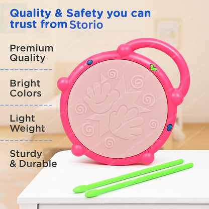 Flash Drum Toy for Kids with 2 Mallets | Battery Operated Musical Learning with 3D Lights & Sounds | Educational Toy for 2-6 Year Old Boys & Girls | Multicolor Toddler Drum Set