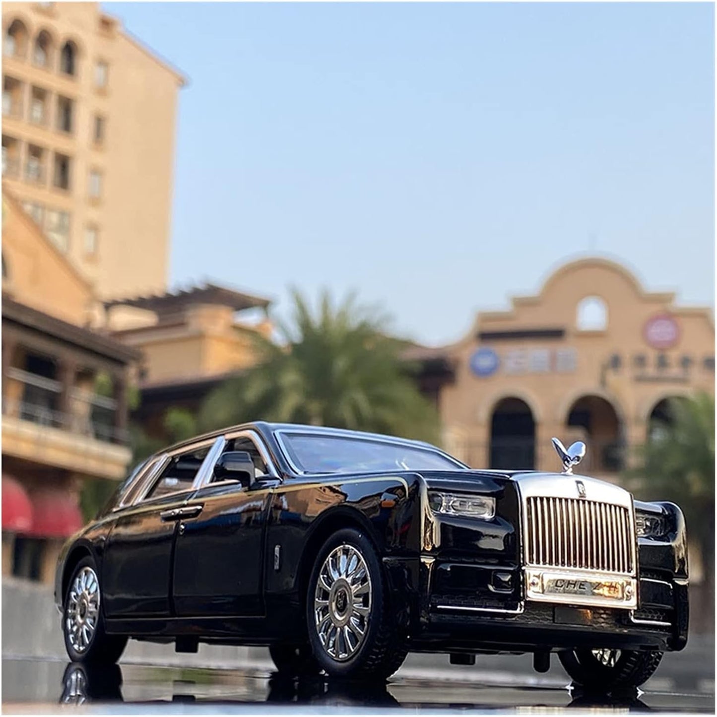 Adofi Rolls Royce Phantom Model Car 1:24 Scale Exclusive Alloy Metal Pull Back Die-cast Car Toy with Openable Doors & Light Music Boys Toys for Kids (Phantom 1:24)