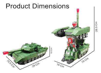 Kids Military Fighter Automatic Deformation Tank to Robot 2 in 1 Toy - 3D Lights and Music (Color and Design Asper Stock) (Tank)