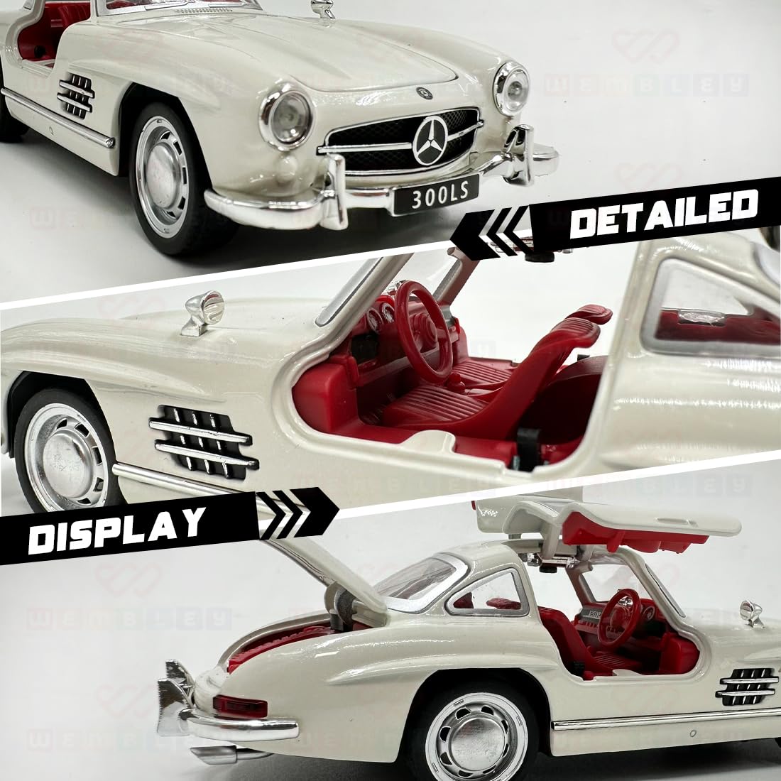 Adofi Wembley Metal Diecast Vintage Car| Mini Pull Back Toy Car with Lights & Sound| Premium Next-Level Toy with Openable Doors & More (Beige), 3+ Years