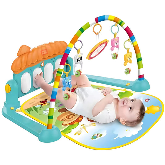 Adofi Kick and Play Musical Keyboard Baby Gym Mat with Lights, Rattles, and Piano Multi-Function Fitness Rack for Infants, Boys and Girls, Perfect Developmental Play Mat Gift