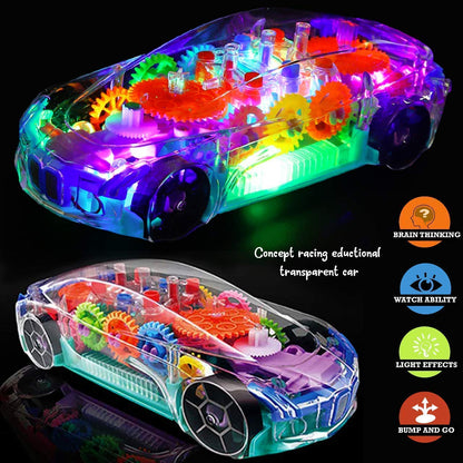 Concept Musical and 3D Lights Kids Transparent Car, Toy for 2 to 5 Year Kids Baby Toy, Multicolor