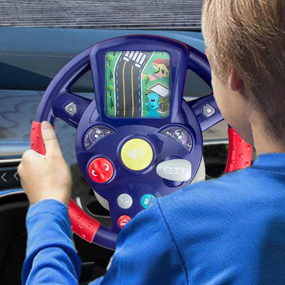 Steering Wheel Toy for Kids Simulation Driving Car Toy with Light & Sound Mode Experience The Fun of Driving Car Toys - Automatic Steering Wheel