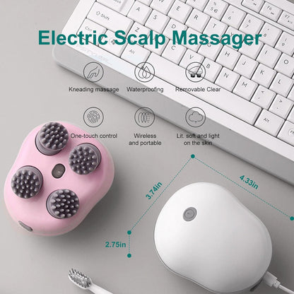 Ample Wings Head Massager For Scalp | Rechargeable Electric Scalp Massager For Hair Growth | 96 Silicon Kneading Points With Detachable Heads | 1 YEAR WARRANTY | MULTICOLOUR