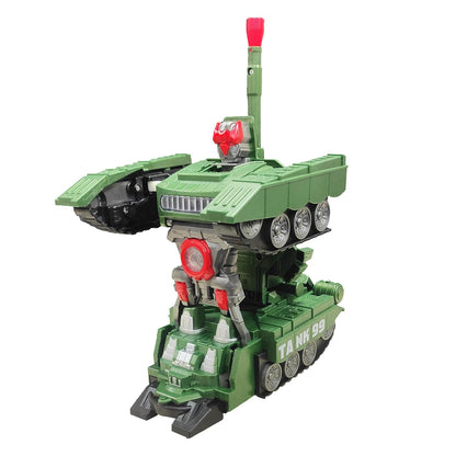 Kids Military Fighter Automatic Deformation Tank to Robot 2 in 1 Toy - 3D Lights and Music (Color and Design Asper Stock) (Tank)
