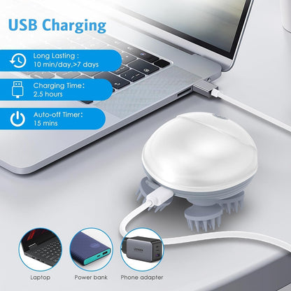 Ample Wings Head Massager For Scalp | Rechargeable Electric Scalp Massager For Hair Growth | 96 Silicon Kneading Points With Detachable Heads | 1 YEAR WARRANTY | MULTICOLOUR