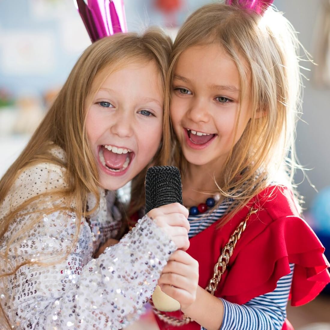 Ample Wings Rechargeable Karaoke Mic with Speaker for Singing | Wireless Mini Portable Bluetooth Speaker with Microphone & LED Lights | Cute Birthday Gift for Kids Musical Toys for Boys, Girls and Adults