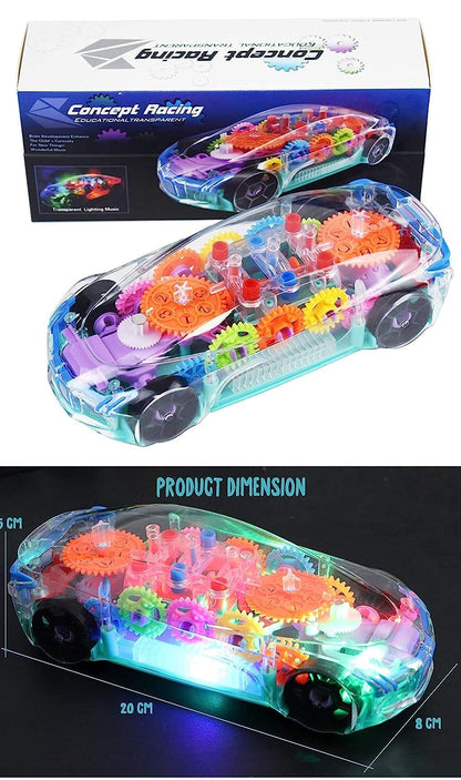 Concept Musical and 3D Lights Kids Transparent Car, Toy for 2 to 5 Year Kids Baby Toy, Multicolor