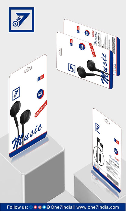 Dekoq HF-04 Extra Bass Clip MIC Sound Thread Wired Earphones with Mic, 3D Cable, HD Sound with deep Bass, Comfort in-Ear, Light Weight, 3.5Mm Jack Compatible with Phone, Laptop & MP3 Device