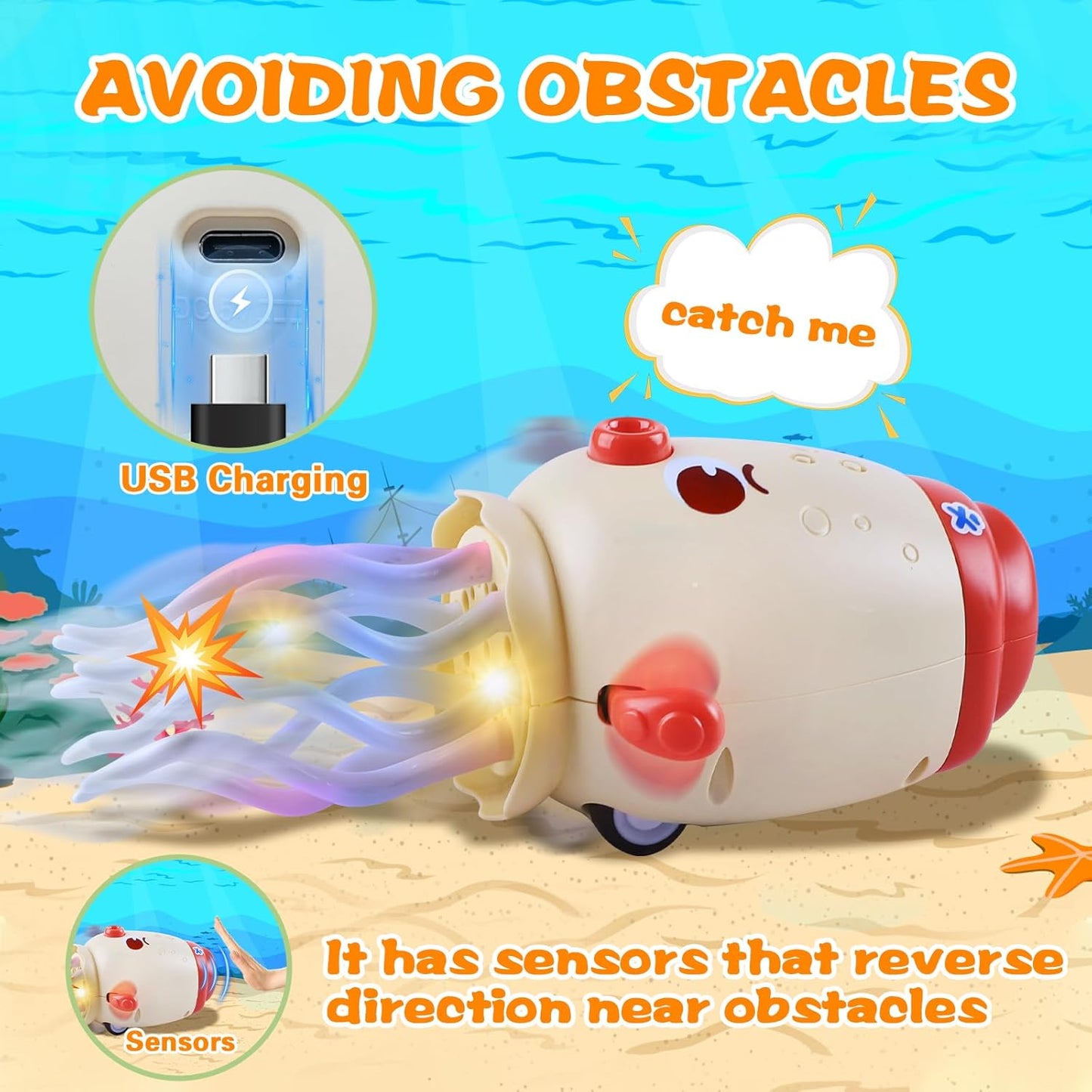 Adofi Dancing Octopus Baby Toy, Toddler Crawling Tummy Time Toys with Light and Music, Electric Magic Dancing Squid Toy for 12-18+ Months Kids, Funny 1st Boys Girls Birthday Gifts, Beige