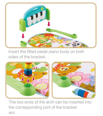 Adofi Kick and Play Musical Keyboard Baby Gym Mat with Lights, Rattles, and Piano Multi-Function Fitness Rack for Infants, Boys and Girls, Perfect Developmental Play Mat Gift