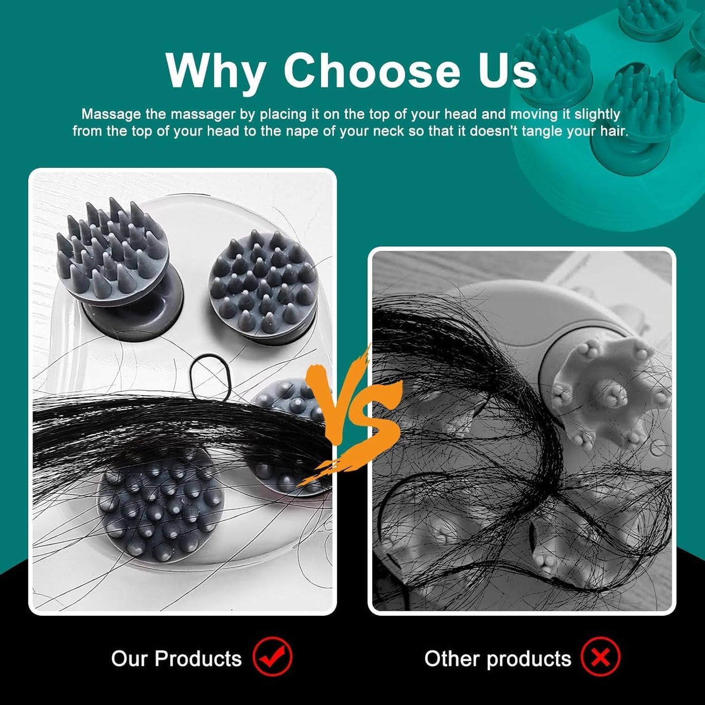 Ample Wings Head Massager For Scalp | Rechargeable Electric Scalp Massager For Hair Growth | 96 Silicon Kneading Points With Detachable Heads | 1 YEAR WARRANTY | MULTICOLOUR