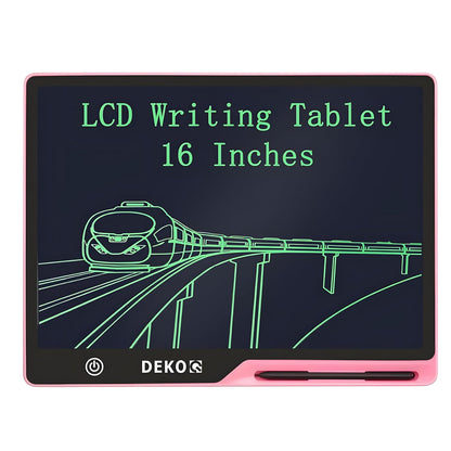 Dekoq Plastic 16 Inch USB Rechargeable Drawing Tablet Doodle Board for Kids, Reusable Electronic Drawing Pads Educational Toys for Girls, Educational Birthday Gift, Drawing Pad for Teen Girl (Pink)