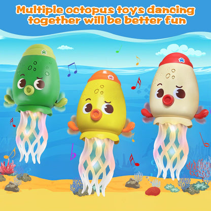 Adofi Dancing Octopus Baby Toy, Toddler Crawling Tummy Time Toys with Light and Music, Electric Magic Dancing Squid Toy for 12-18+ Months Kids, Funny 1st Boys Girls Birthday Gifts, Beige