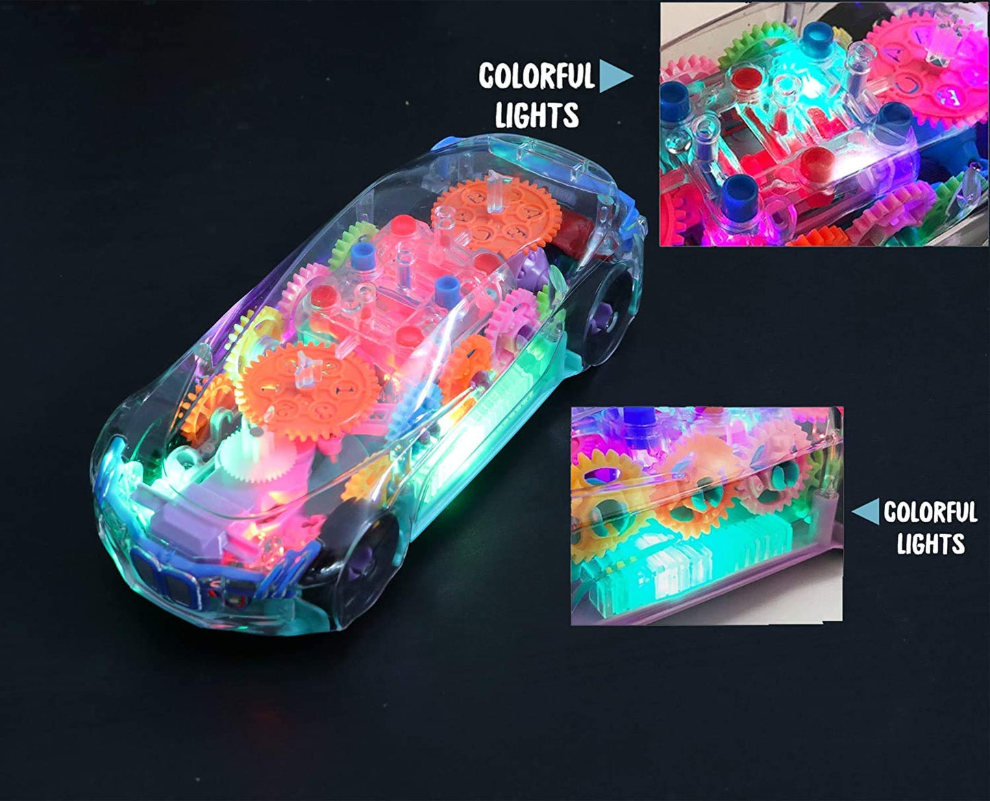 Concept Musical and 3D Lights Kids Transparent Car, Toy for 2 to 5 Year Kids Baby Toy, Multicolor