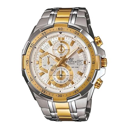 Casio EDifice EFR-539SG-7AVUDF White Analog Dial Dual Tone Stainless Steel Band Men's Watch Chronograph 100M Water Resistant EX189