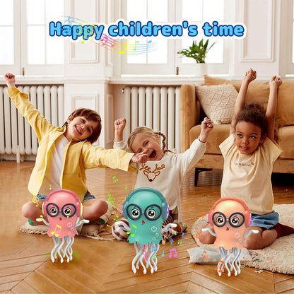Adofi Dancing Jellyfish Baby Toy, Crawling Jellyfish Tummy Time Toy, Xms Gifts Magic Dancing Music Crawling Toys for 3 4 5 6 7 8 Year Old Boy Girl Kids Birthday Gifts, Presents