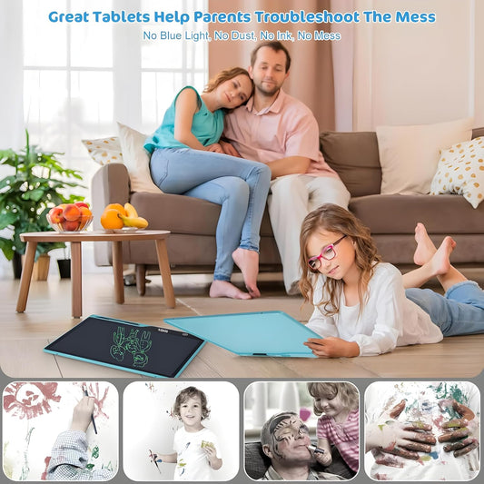 Dekoq Magic Slate 16-inch LCD Writing Tablet with Stylus Pen, for Drawing, Playing, Noting by Kids & Adults (Rechargeable LCD Writing Tablet) (Blue)