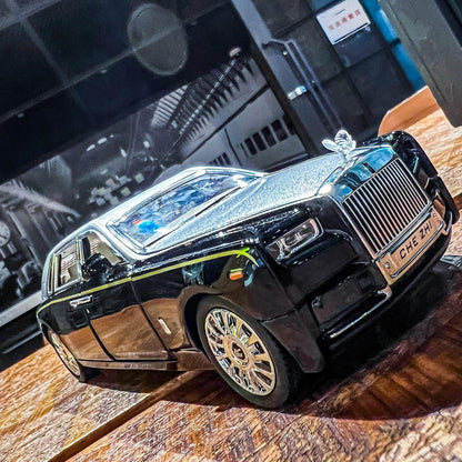 Adofi Rolls Royce Phantom Model Car 1:24 Scale Exclusive Alloy Metal Pull Back Die-cast Car Toy with Openable Doors & Light Music Boys Toys for Kids (Phantom 1:24)