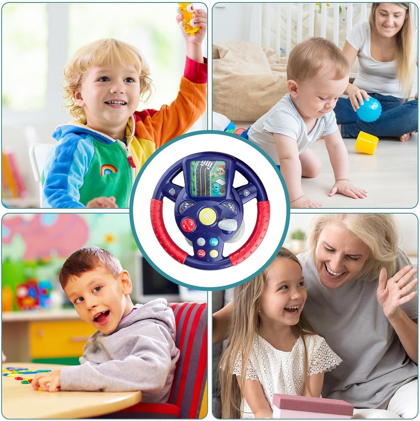 Steering Wheel Toy for Kids Simulation Driving Car Toy with Light & Sound Mode Experience The Fun of Driving Car Toys - Automatic Steering Wheel