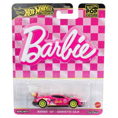 Hot Wheels Mattel Metal Premium Toy Car Barbie 65Th Anniversary Corvette C8.R, 1:64 Scale Die-Cast Replica from Popular Movie (Styles May Vary) Pink