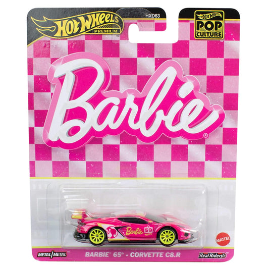 Hot Wheels Mattel Metal Premium Toy Car Barbie 65Th Anniversary Corvette C8.R, 1:64 Scale Die-Cast Replica from Popular Movie (Styles May Vary) Pink