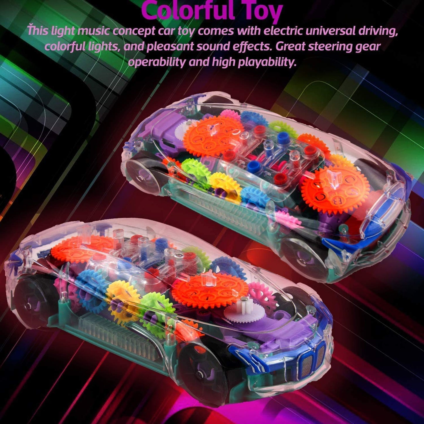Concept Musical and 3D Lights Kids Transparent Car, Toy for 2 to 5 Year Kids Baby Toy, Multicolor