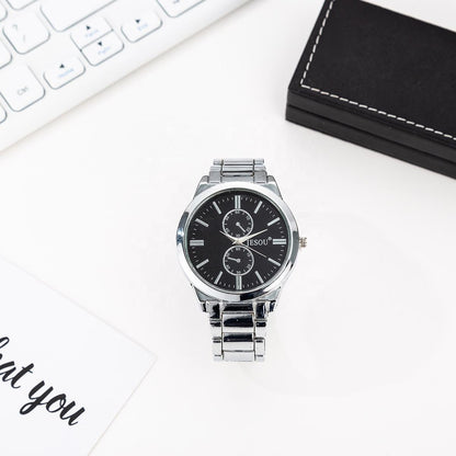 Men Chain Strap Analog Watch, Men Black Dial Watch