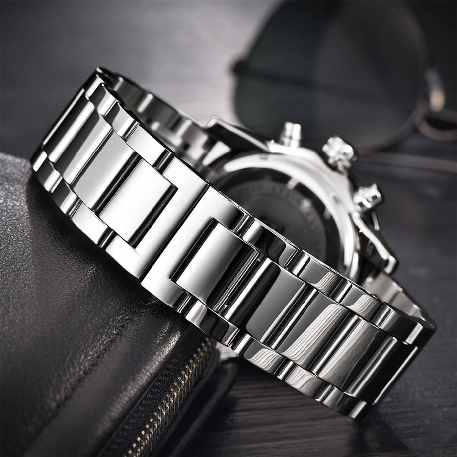 Classic Fashion Watches Large Dial Analogue Quartz Watch Elegant Gift for Men Watches Quartz Stainless Steel Strap for Men's