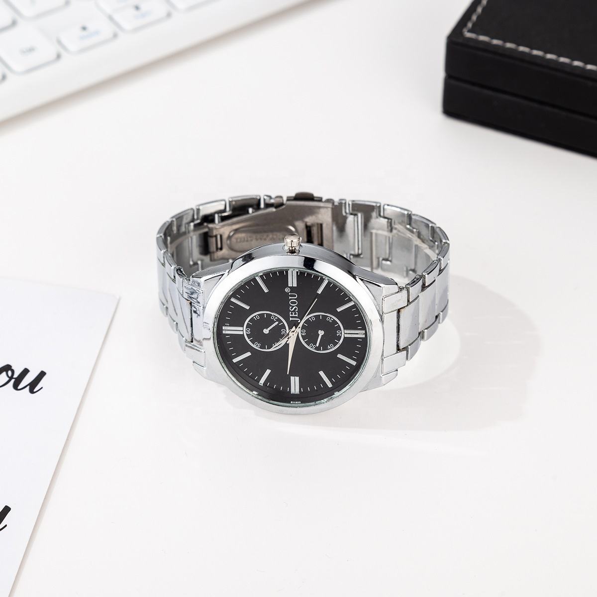 Men Chain Strap Analog Watch, Men Black Dial Watch