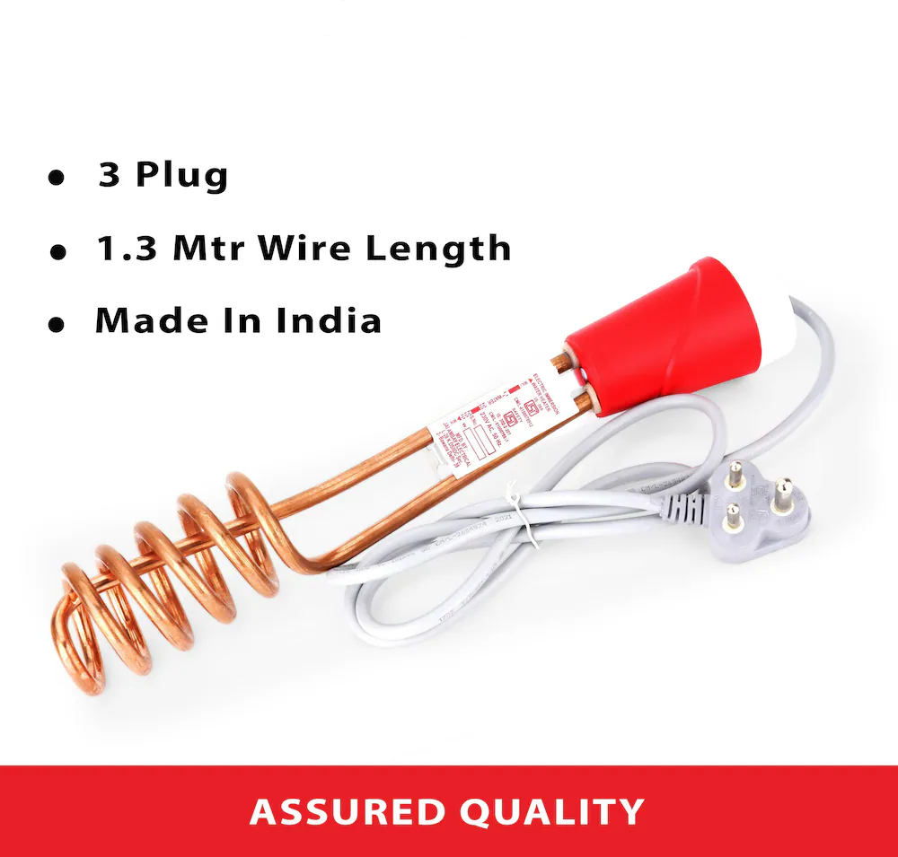 Dekoq Electric Immersion Water Heater Rod/Electric water heater rod/Durable immersion heater (1000W, Orange), ISI Mark Waterproof & Shockproof 1000 W Shock Proof Immersion Heater Rod (copper) reliable, and shockproof water heating performance